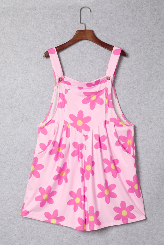 Pocketed Flower Wide Strap Overall