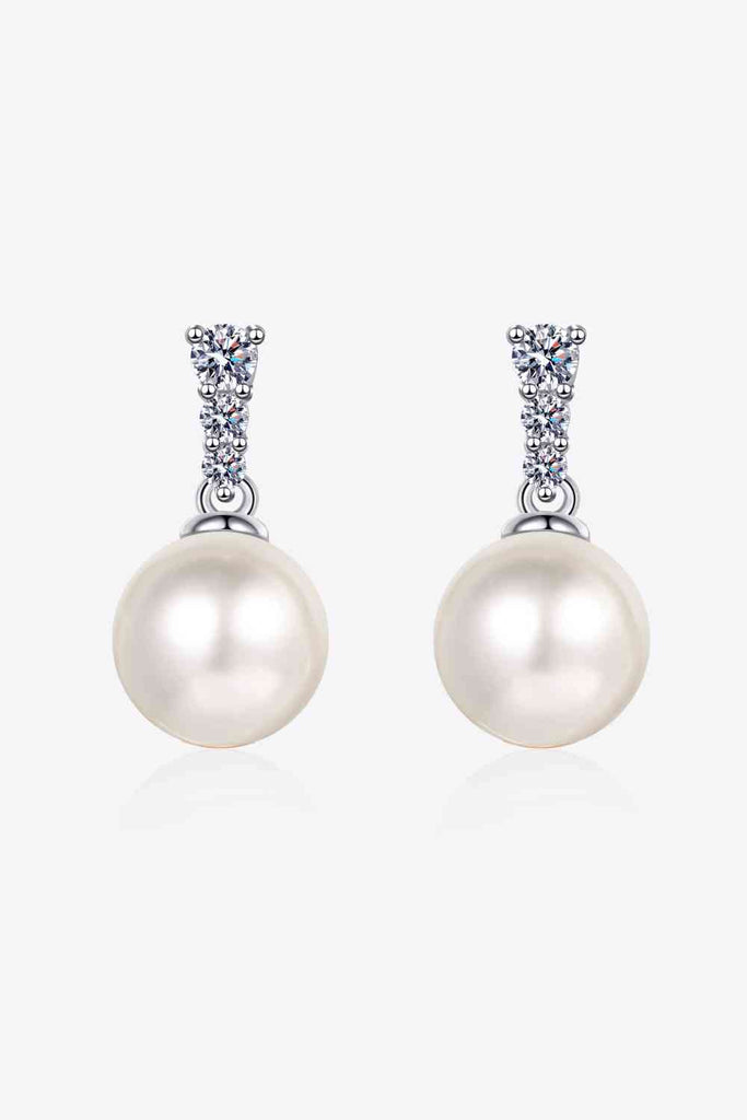 Moissanite Pearl Drop Earrings