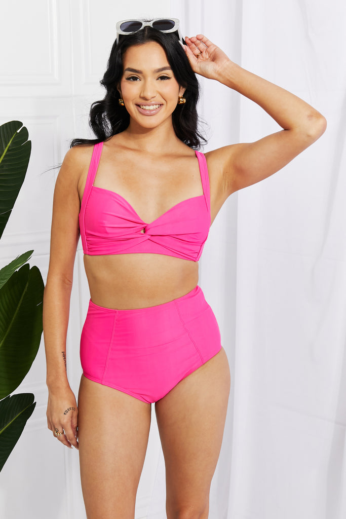 Marina West Swim Take A Dip Twist High-Rise Bikini in Pink – La Boutique  Dacula