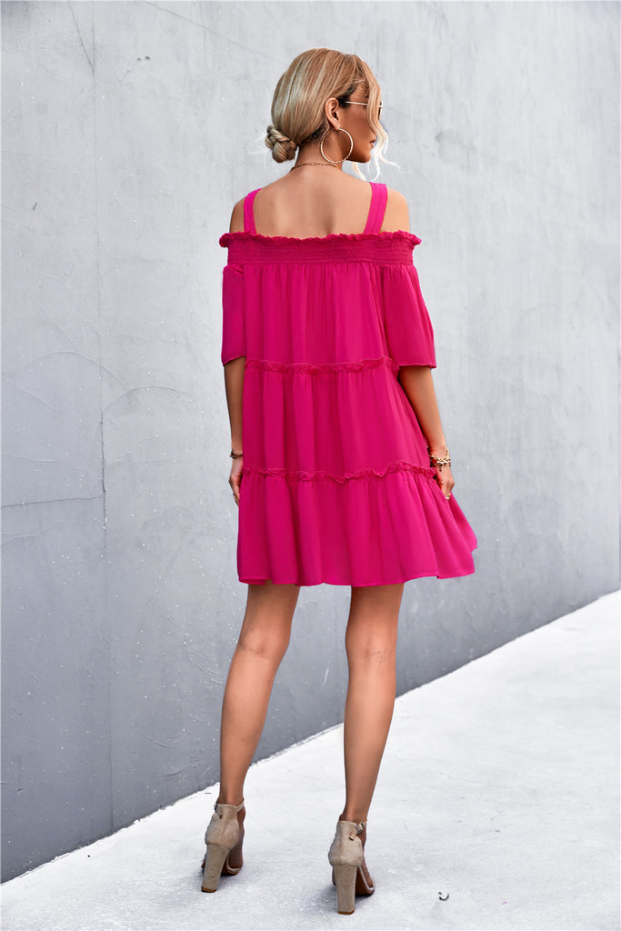 Cold shoulder tiered outlet dress