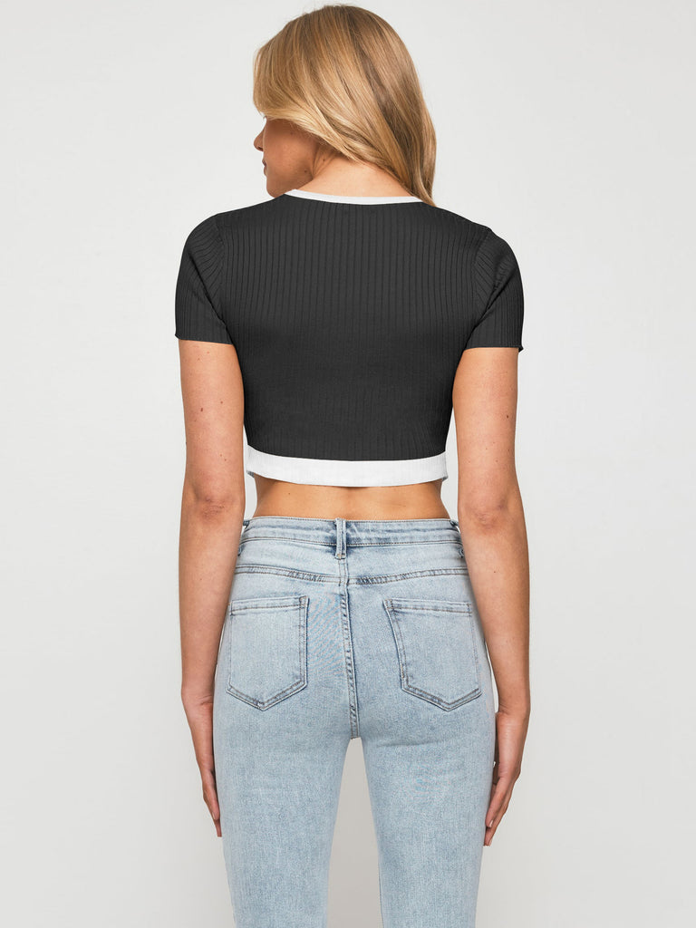 V Hem Rib Crop Top