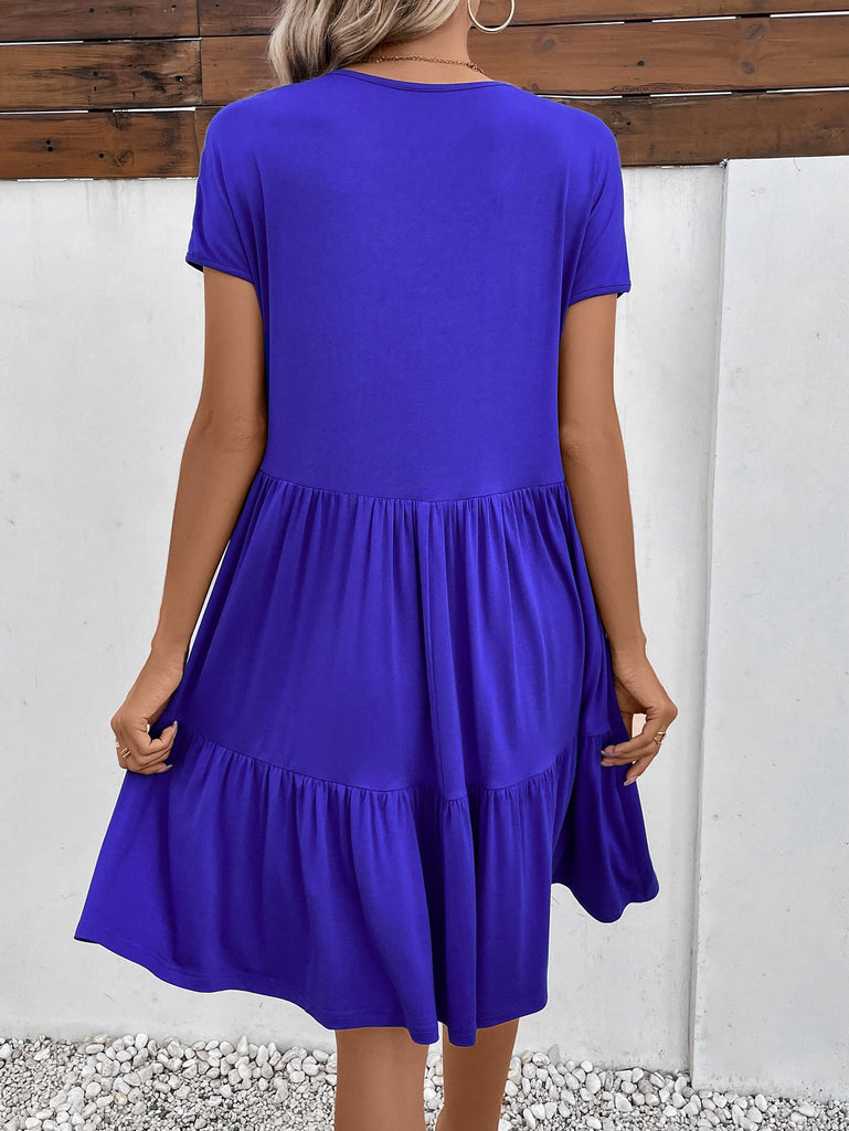 Color Block Round Neck Tiered Dress – La Boutique Dacula