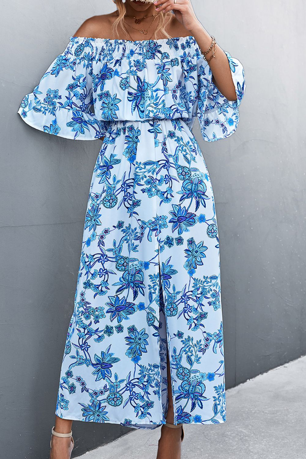 Floral Cutout Puff Sleeve Midi Dress – La Boutique Dacula