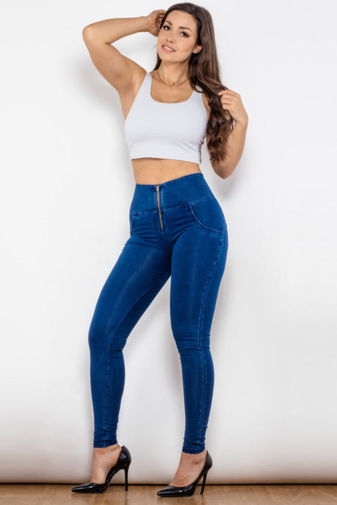 High Waist Zip Up Skinny Long Jeans – La Boutique Dacula