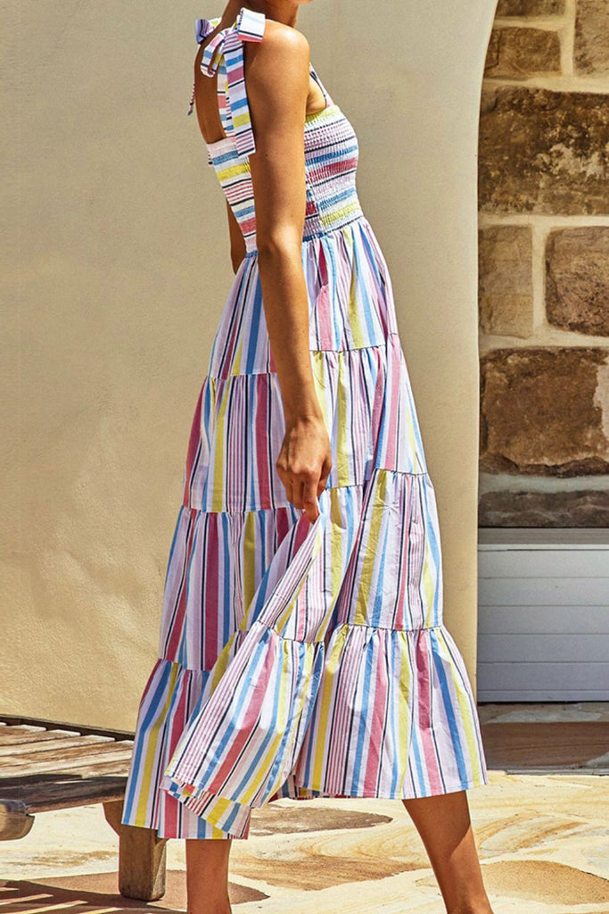 Color Block Round Neck Tiered Dress – La Boutique Dacula